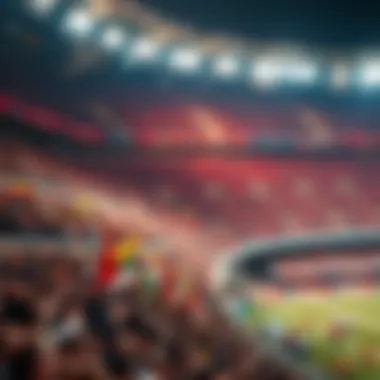 Spectacular Atmosphere at the World Cup Venue Stadium filled with enthusiastic fans during a World Cup match