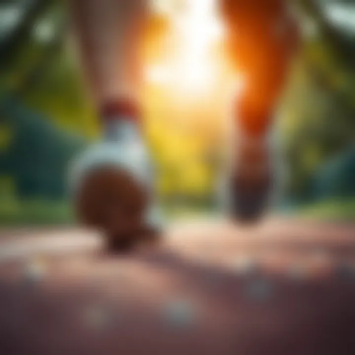 A close-up of a runner's feet hitting the ground, symbolizing determination and purpose