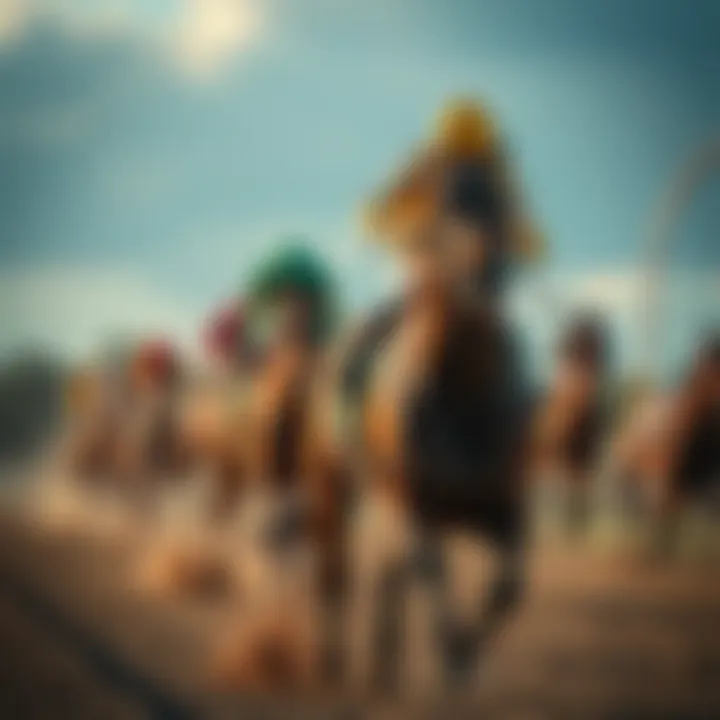 Historical depiction of horse racing and its evolution over time