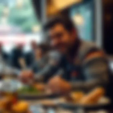 Customer enjoying a meal at a recommended restaurant