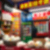 A vibrant lottery shop showcasing diverse lottery options and colorful signage