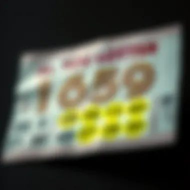 Lottery ticket with winning numbers highlighted