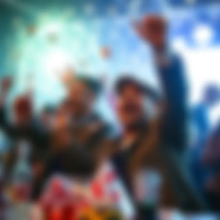 A celebratory moment after winning a lottery