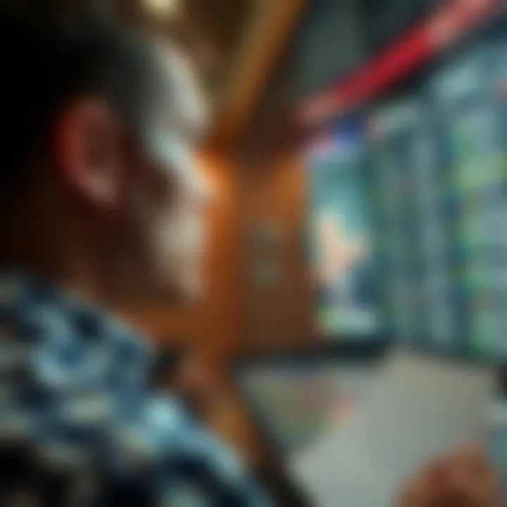 A person contemplating their betting options with focus.