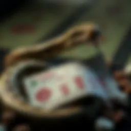 Symbolic representation of a snake intertwined with a lottery ticket