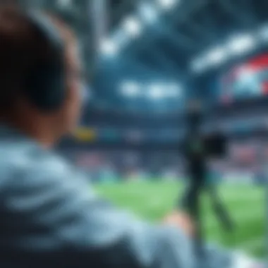 Dynamic sports broadcasting scene showcasing advanced technology