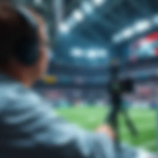 Dynamic sports broadcasting scene showcasing advanced technology