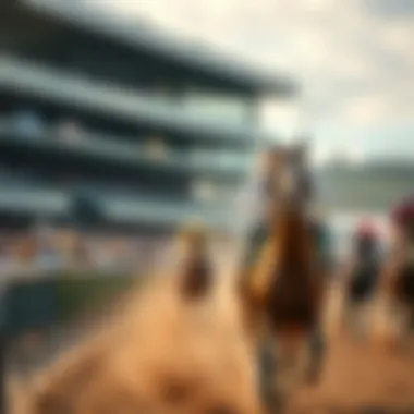 Thoroughbred horse racing scene