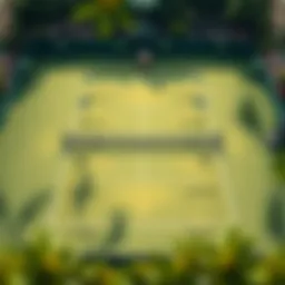 A detailed analysis of tennis strategies illustrated through a dynamic court layout