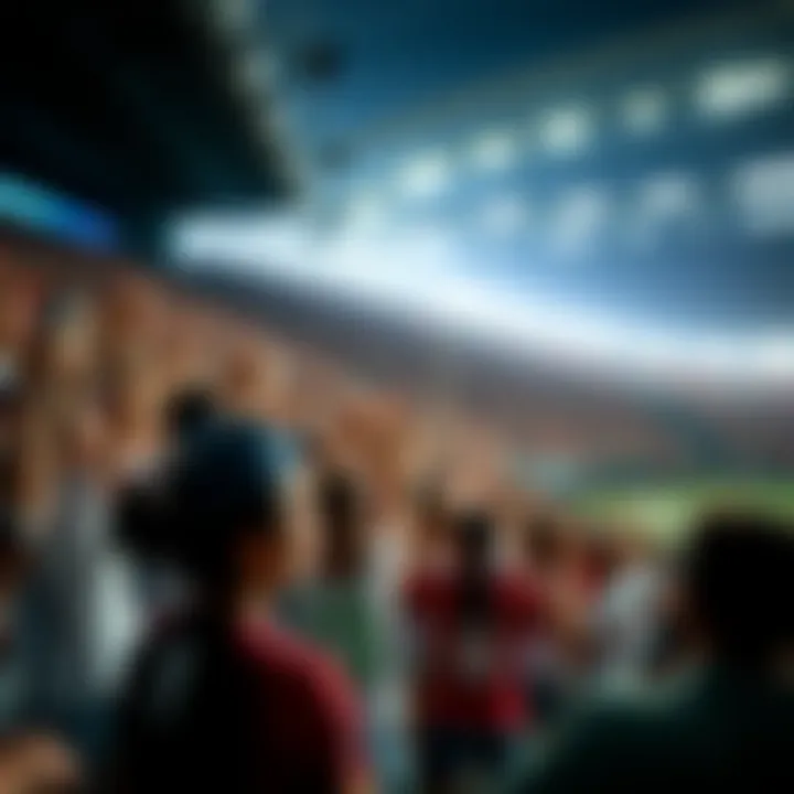 A vibrant stadium filled with cheering fans during the Women's World Cup.