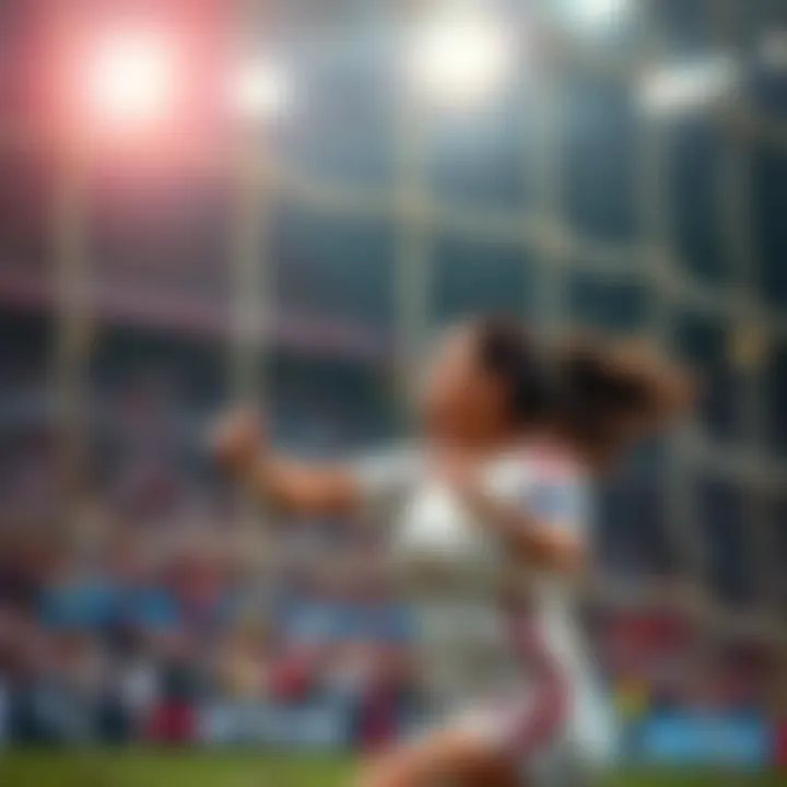 A historic moment of a player scoring a goal in a Women's World Cup match.